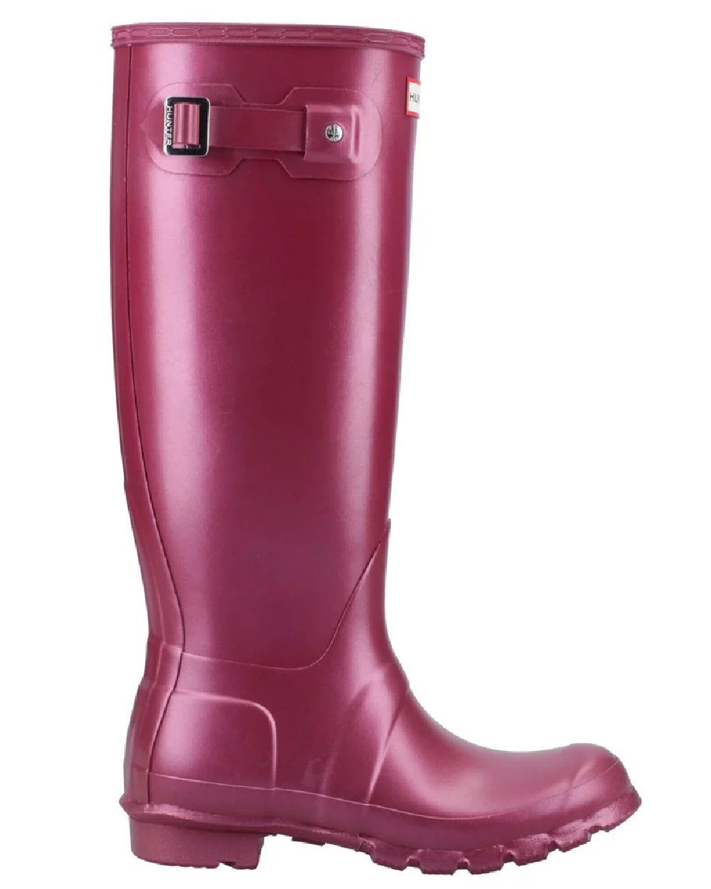 Hayes Burgundy coloured Hunter Womens Nebula Tall Wellington Boots on white background #colour_hayes-burgundy