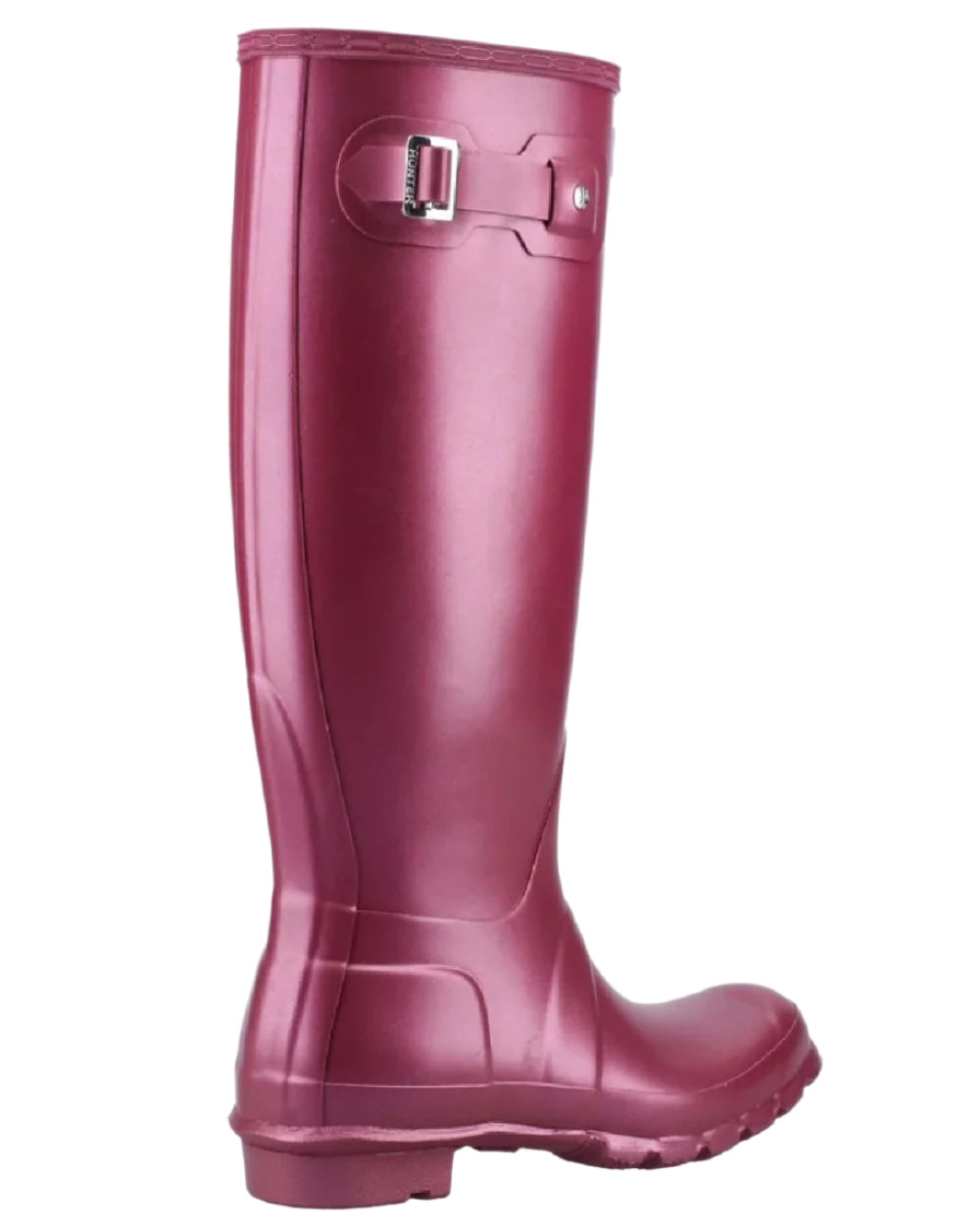Hayes Burgundy coloured Hunter Womens Nebula Tall Wellington Boots on white background #colour_hayes-burgundy
