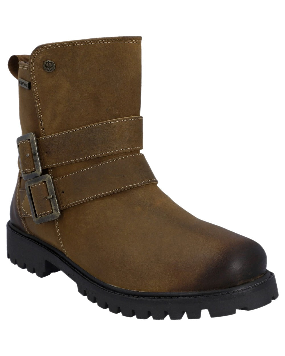 Dark Tan Coloured Hunter Womens Ness Ankle Boots on white background #colour_dark-tan