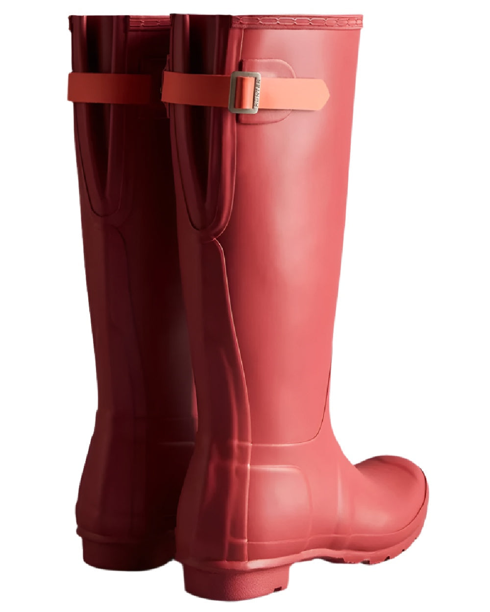 Glenmore Rose coloured Hunter Womens Original Tall Back Adjustable Wellington Boots on white background #colour_glenmore-rose