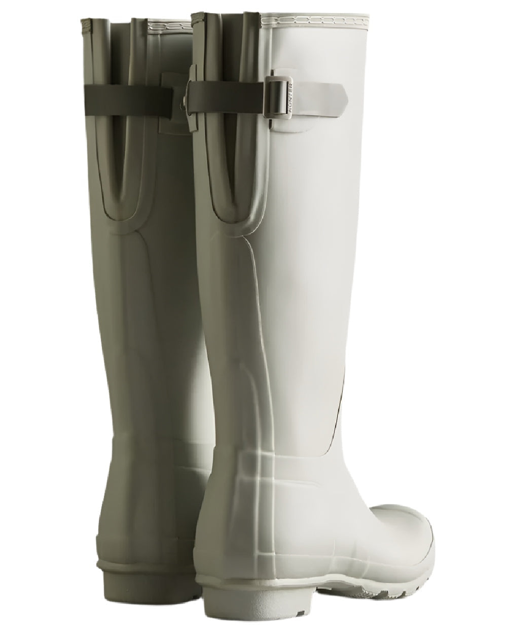 Grey coloured Hunter Womens Original Tall Back Adjustable Wellington Boots on white background #colour_grey