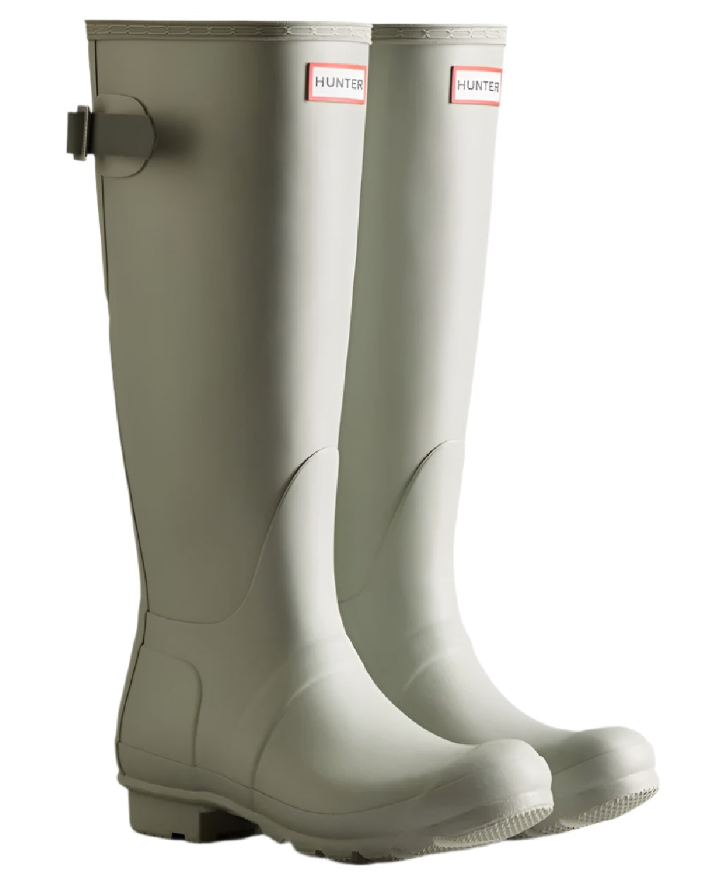 Grey coloured Hunter Womens Original Tall Back Adjustable Wellington Boots on white background #colour_grey