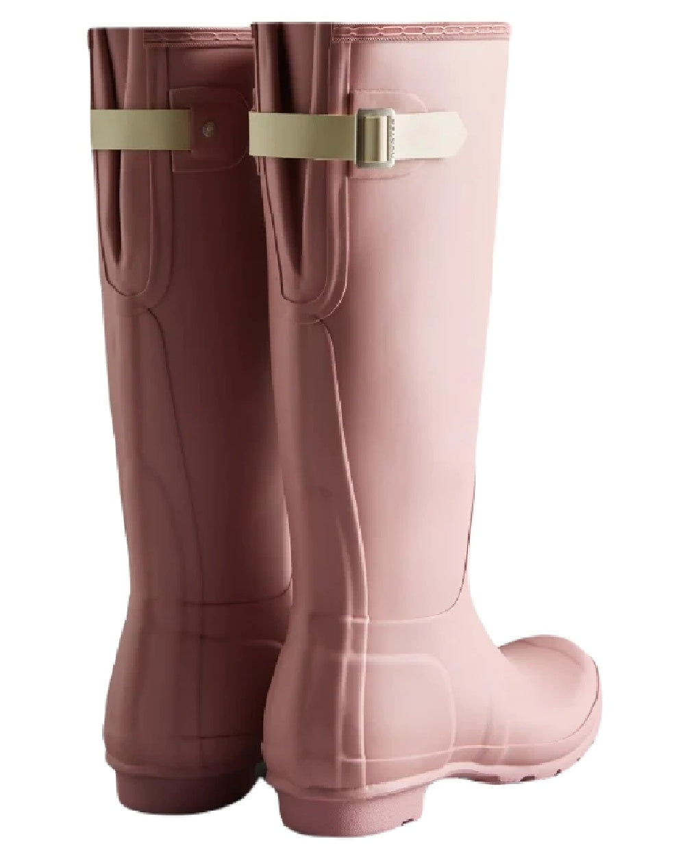 Pink coloured Hunter Womens Original Tall Back Adjustable Wellington Boots on white background #colour_pink