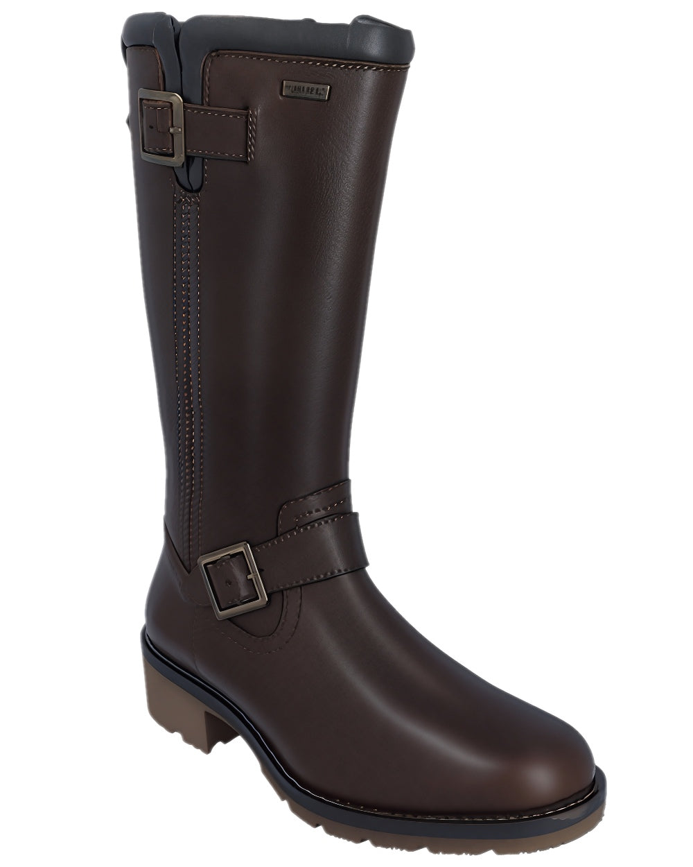 Brown Coloured Hunter Womens Skye Waterproof Tall Boots on white background #colour_brown