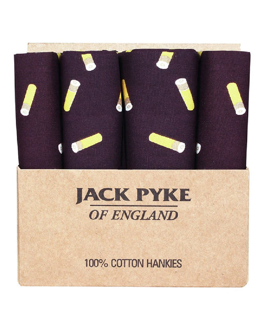 Wine coloured Jack Pyke 4 Pack Hankies on white background #colour_wine