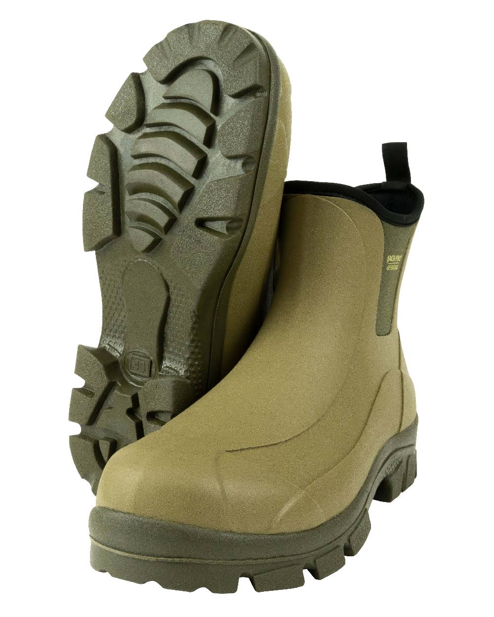Green coloured Jack Pyke Ankle Wellington Boots on white background #colour_green