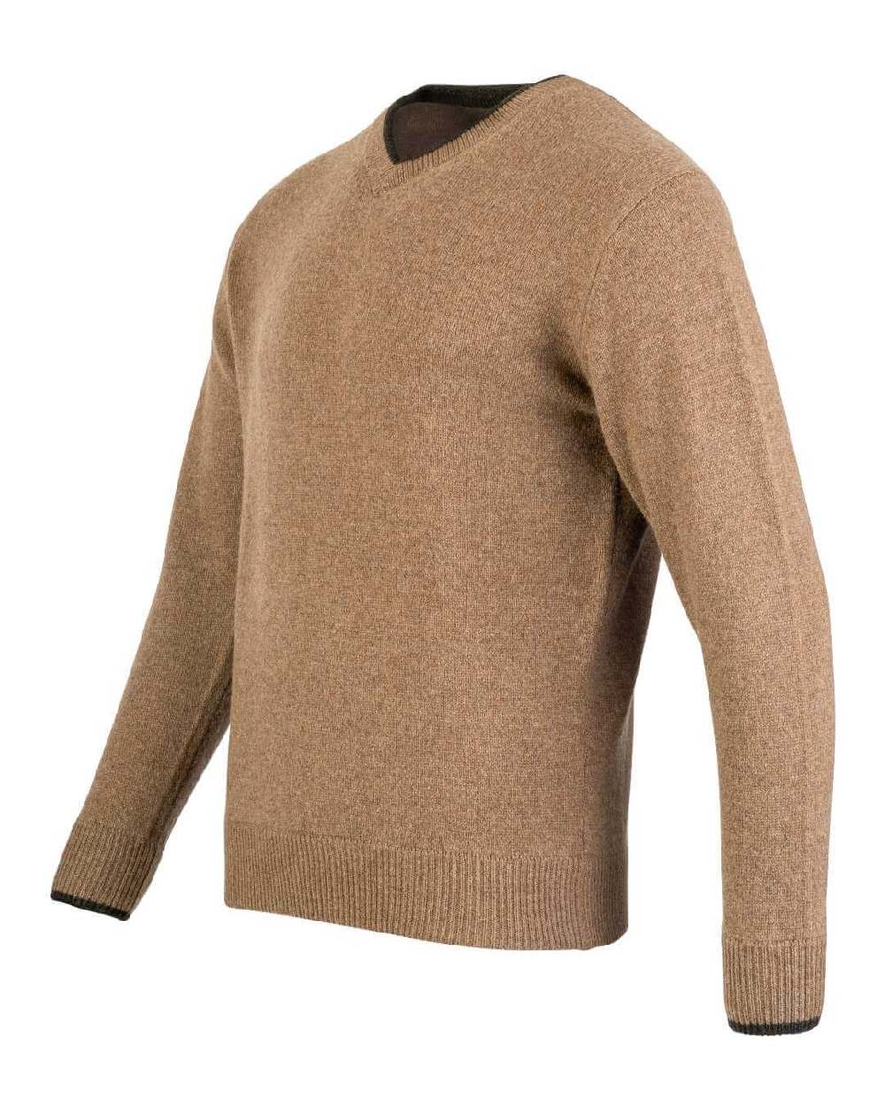 Barley coloured Jack Pyke Ashcombe 100% Lambswool V-Neck on white background #colour_barley