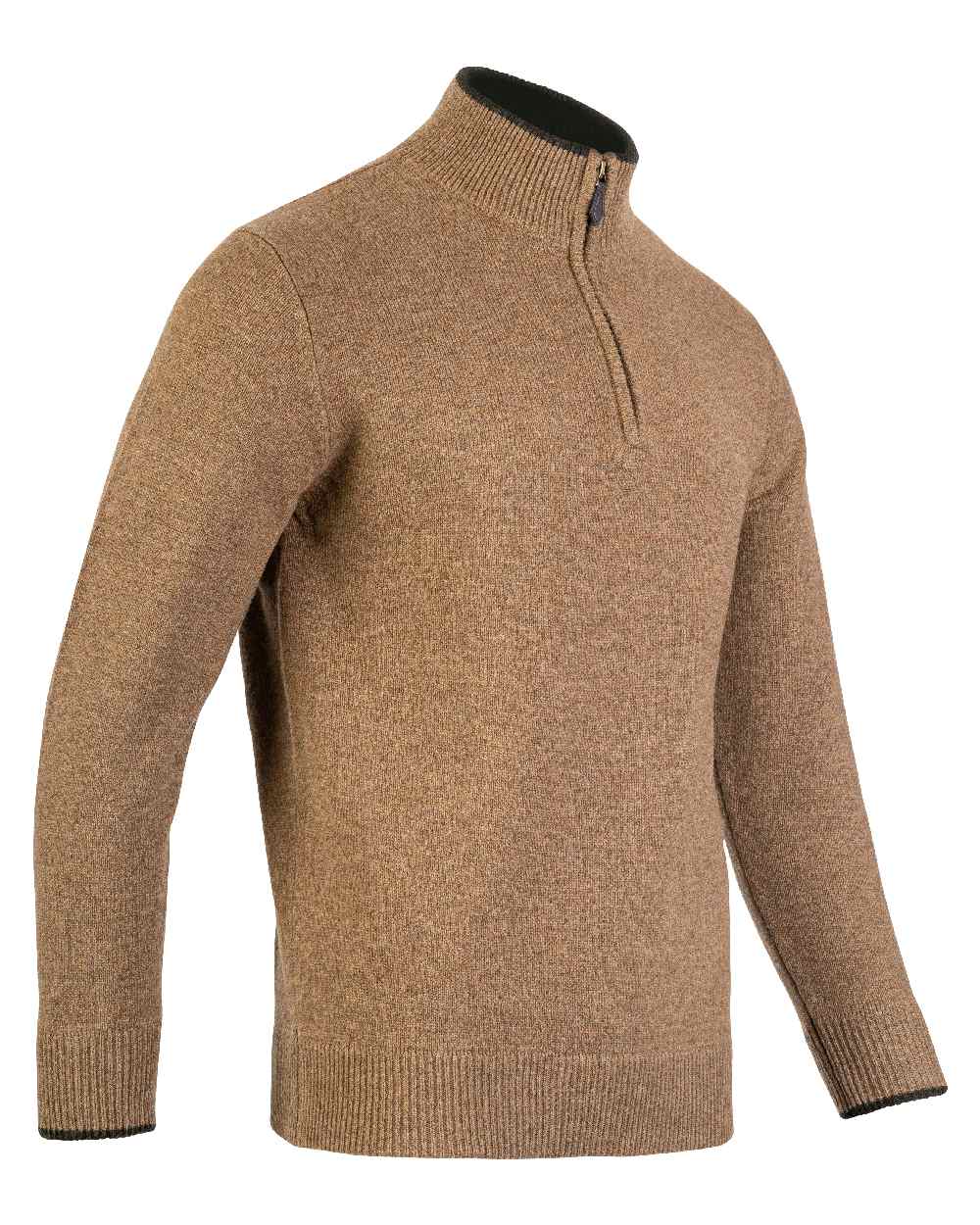 Barley coloured Jack Pyke Ashcombe Lambswool Zip Knit Pullover on white background #colour_barley