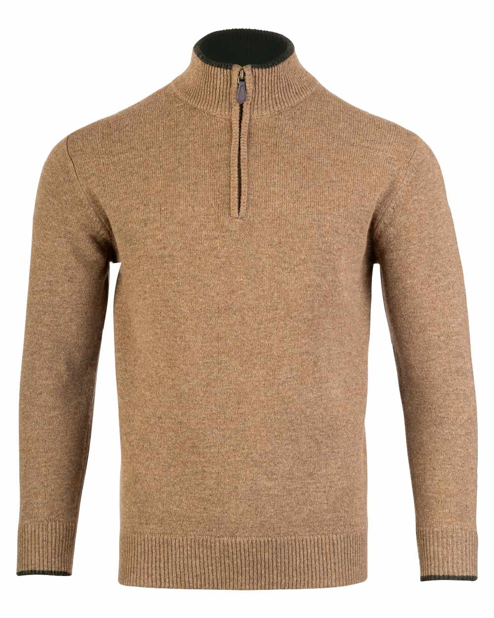 Barley coloured Jack Pyke Ashcombe Lambswool Zip Knit Pullover on white background #colour_barley
