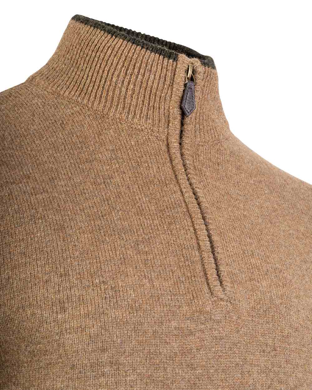 Barley coloured Jack Pyke Ashcombe Lambswool Zip Knit Pullover on white background #colour_barley