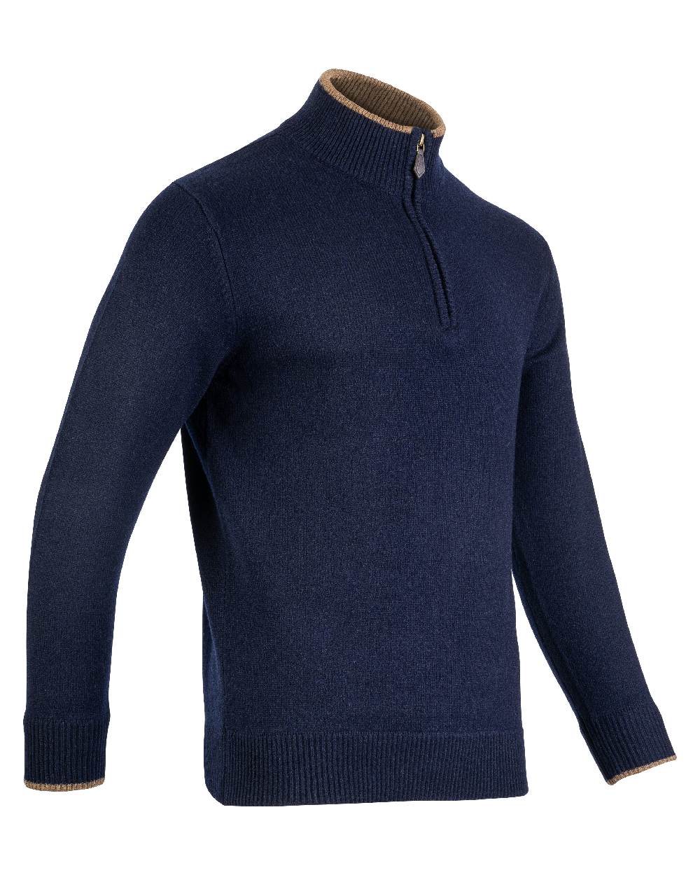 Navy coloured Jack Pyke Ashcombe Lambswool Zip Knit Pullover on white background #colour_navy