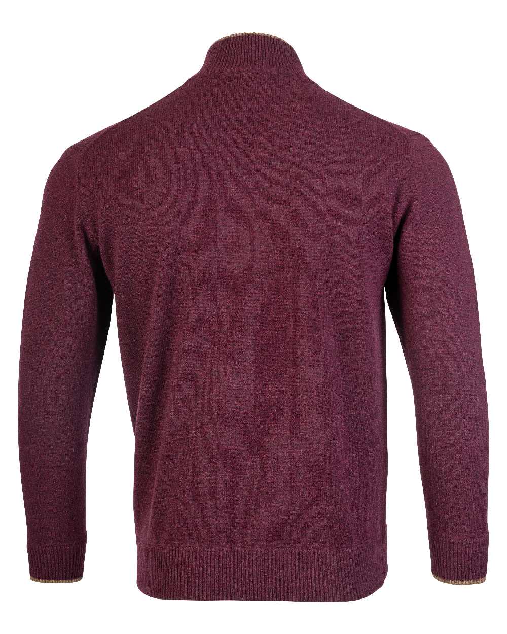 Plum coloured Jack Pyke Ashcombe Lambswool Zip Knit Pullover on white background #colour_plum