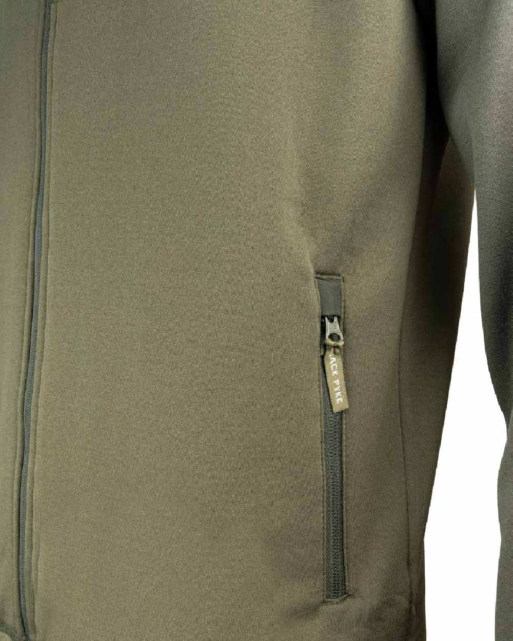 Green coloured Jack Pyke Ashcombe Technical Fleece Jacket on white background #colour_green