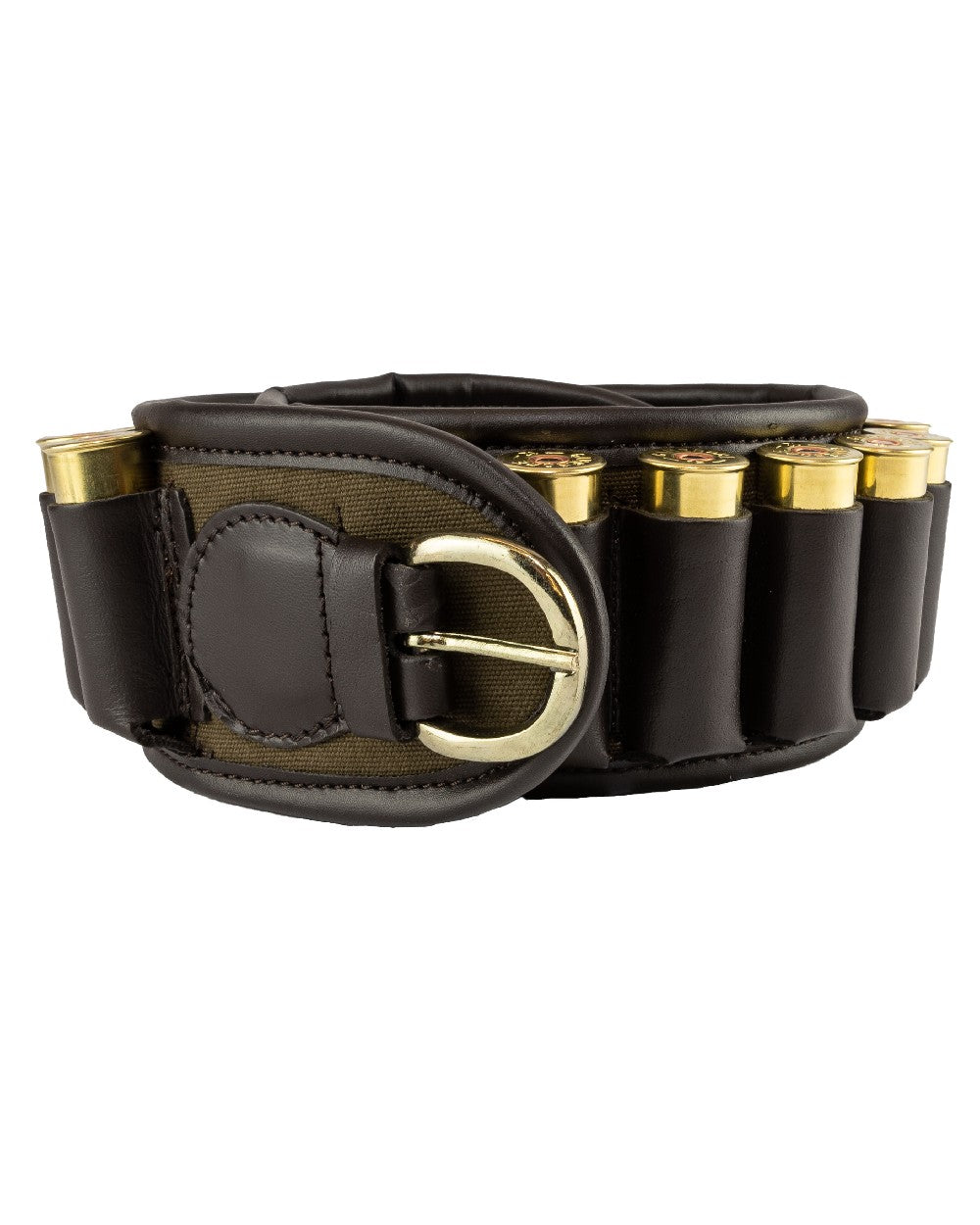 Green coloured Jack Pyke Canvas Cartridge Belt on white background #colour_green