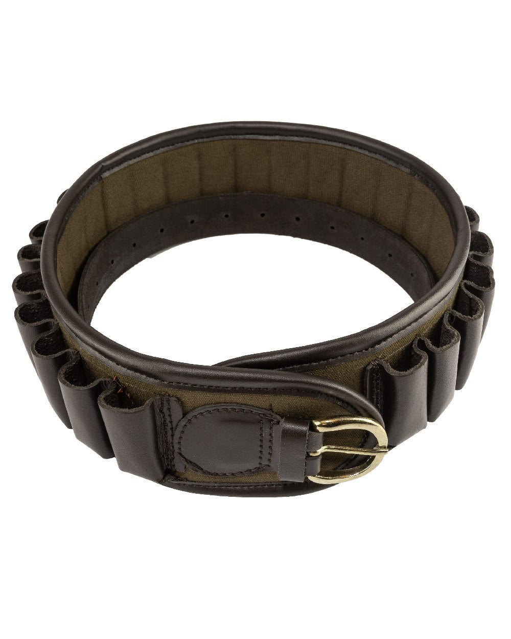 Green coloured Jack Pyke Canvas Cartridge Belt on white background #colour_green