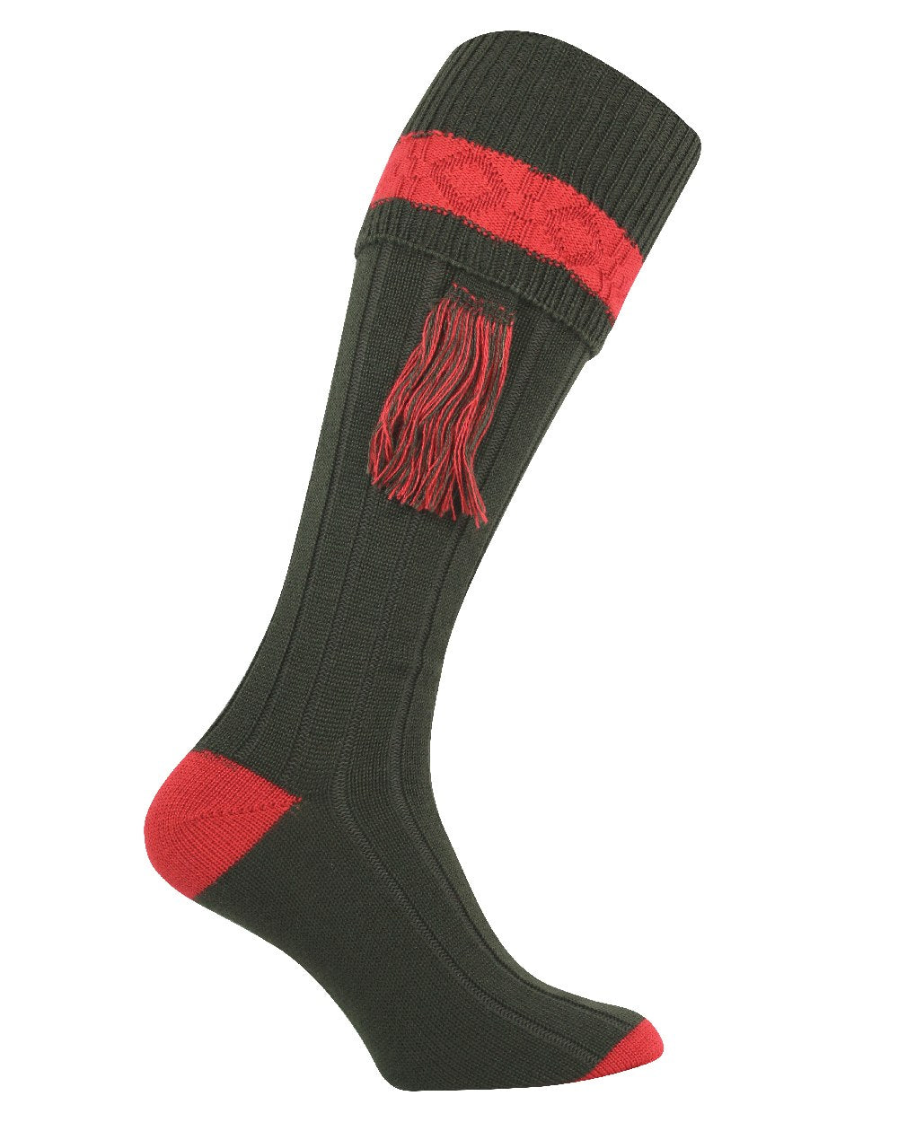Green coloured Jack Pyke Contrast Shooting Socks on white background #colour_green