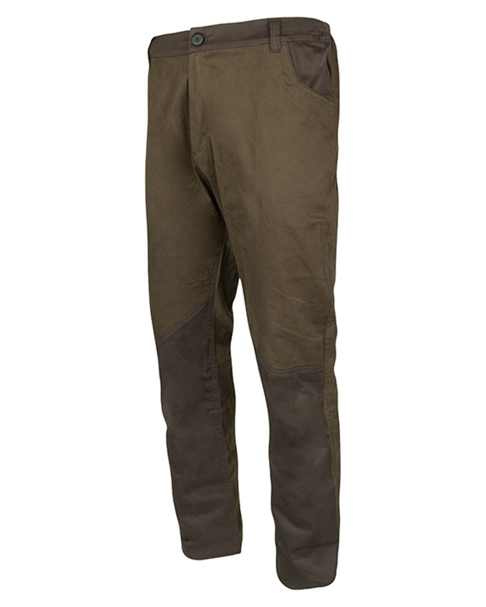 Olive Brown Jack Pyke Cotton Stretch Trousers on white background #colour_olive-brown