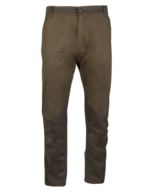 Olive Brown Jack Pyke Cotton Stretch Trousers on white background #colour_olive-brown