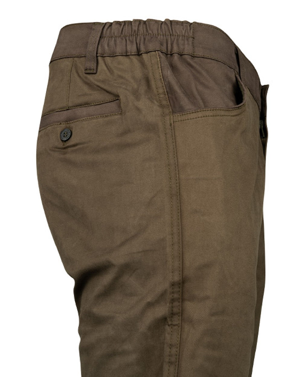 Olive Brown Jack Pyke Cotton Stretch Trousers on white background #colour_olive-brown