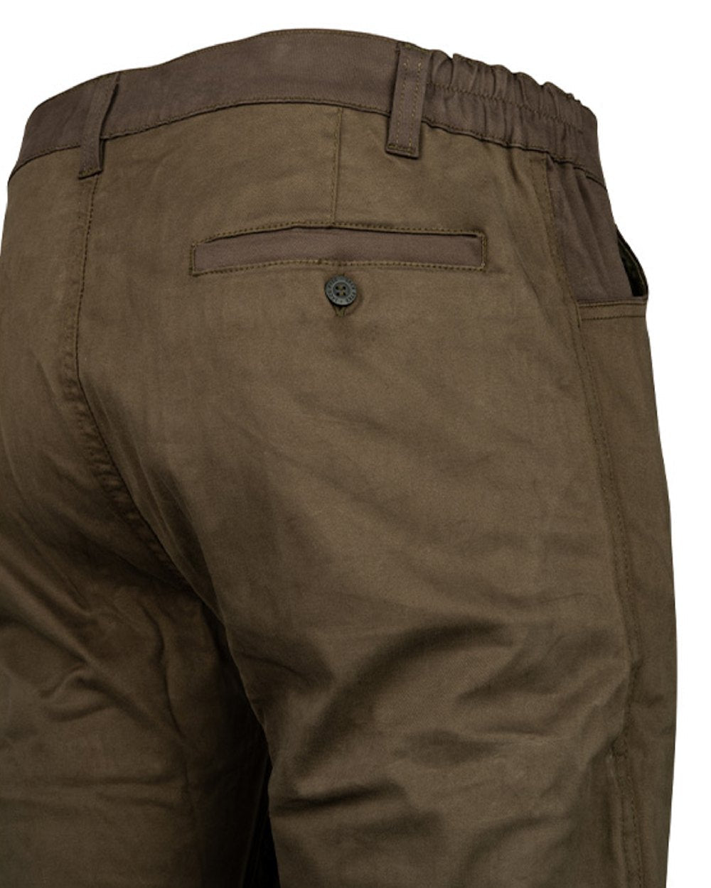 Olive Brown Jack Pyke Cotton Stretch Trousers on white background #colour_olive-brown