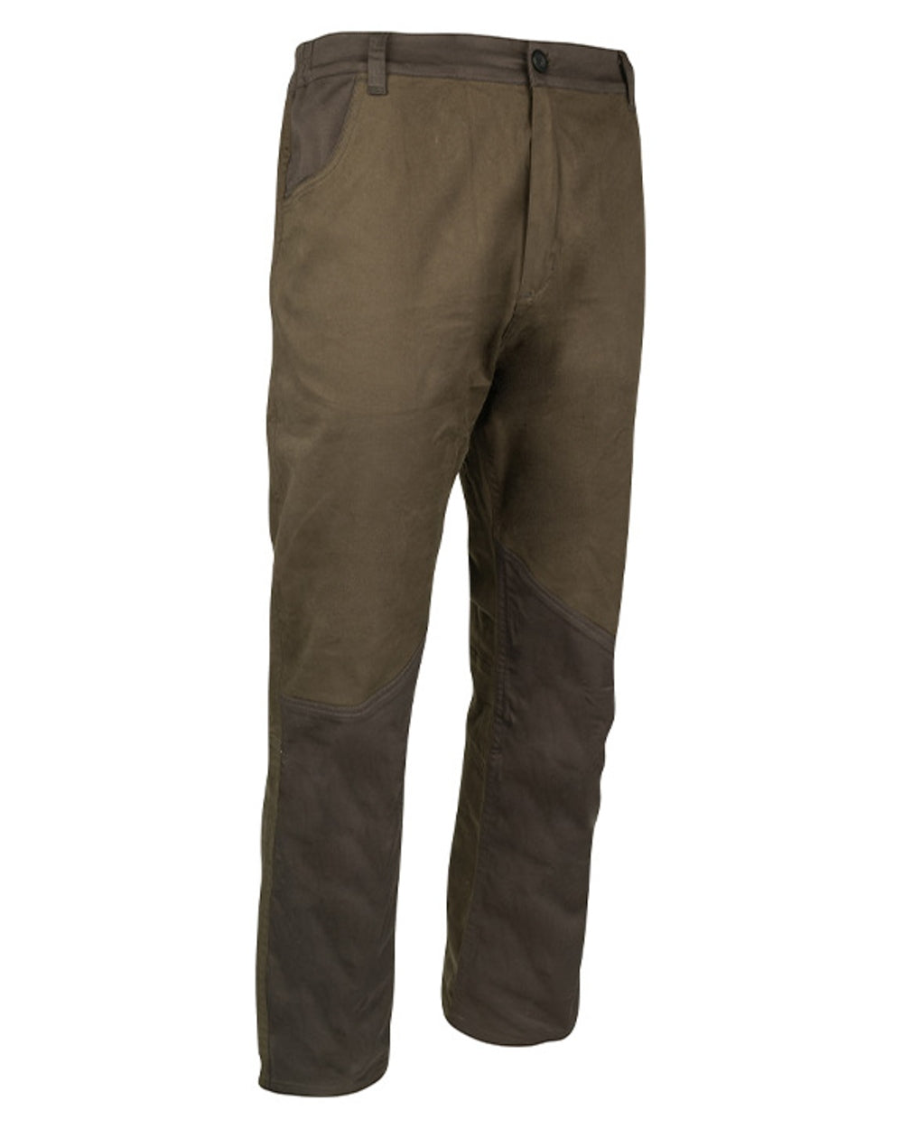 Olive Brown Jack Pyke Cotton Stretch Trousers on white background #colour_olive-brown