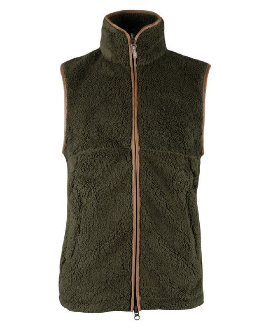 Dark Olive coloured Jack Pyke Countryman Chunky Fleece Gilet on white background #colour_dark-olive