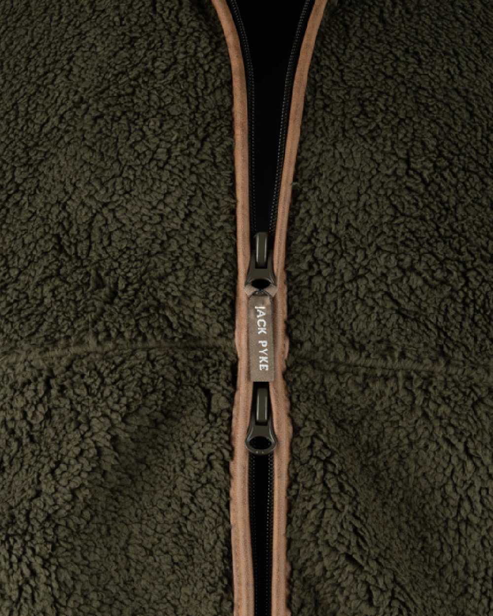 Dark Olive coloured Jack Pyke Countryman Chunky Fleece Gilet on white background #colour_dark-olive