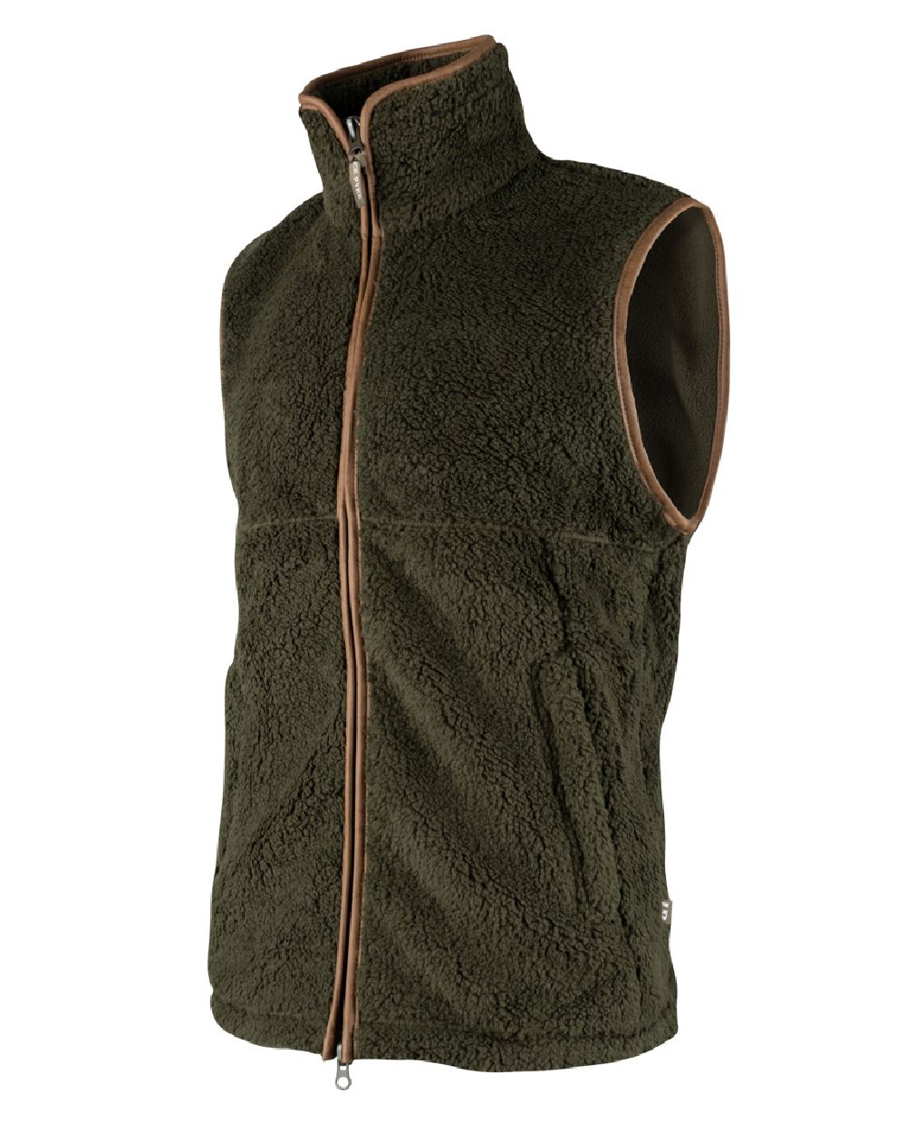 Dark Olive coloured Jack Pyke Countryman Chunky Fleece Gilet on white background #colour_dark-olive