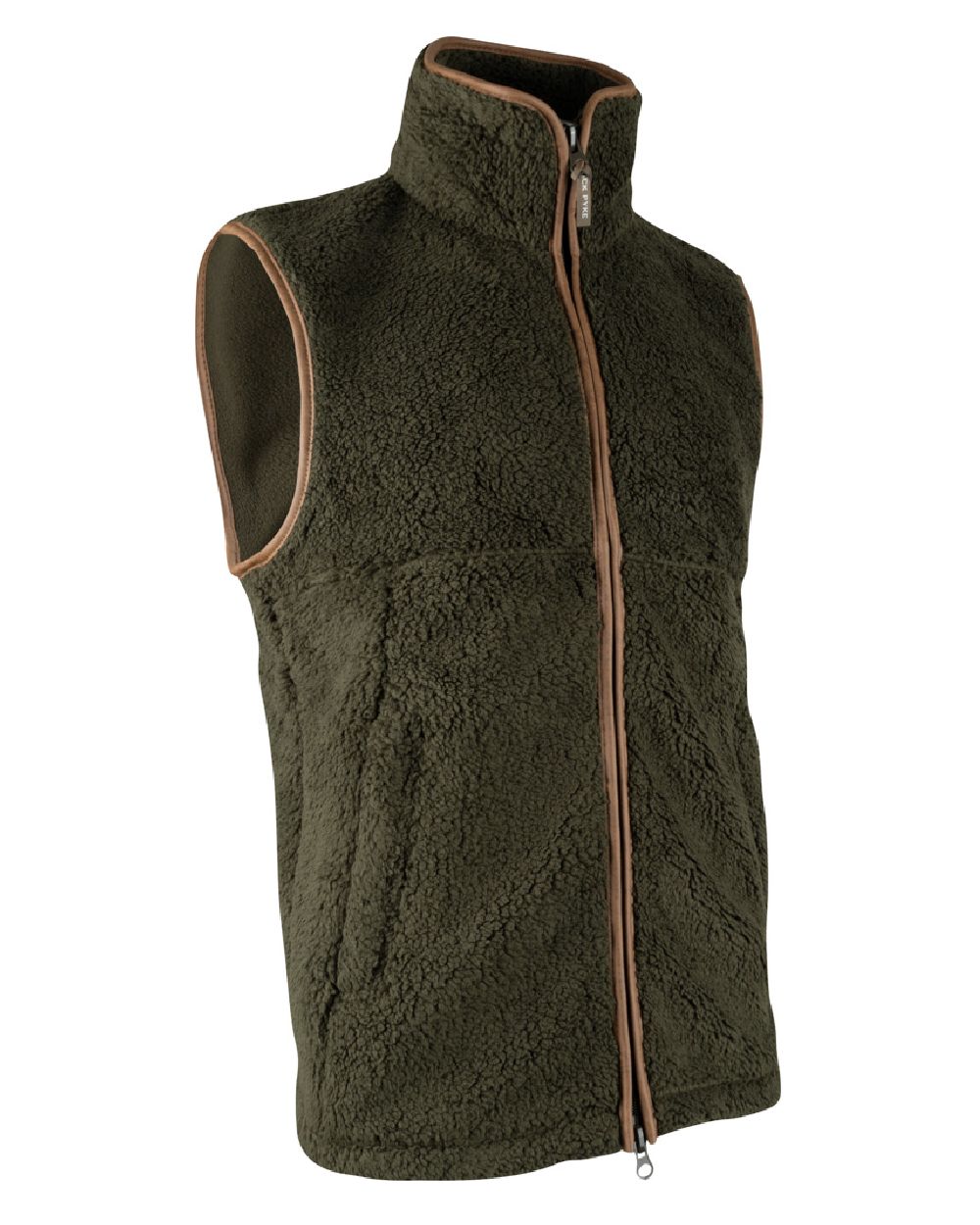 Dark Olive coloured Jack Pyke Countryman Chunky Fleece Gilet on white background #colour_dark-olive
