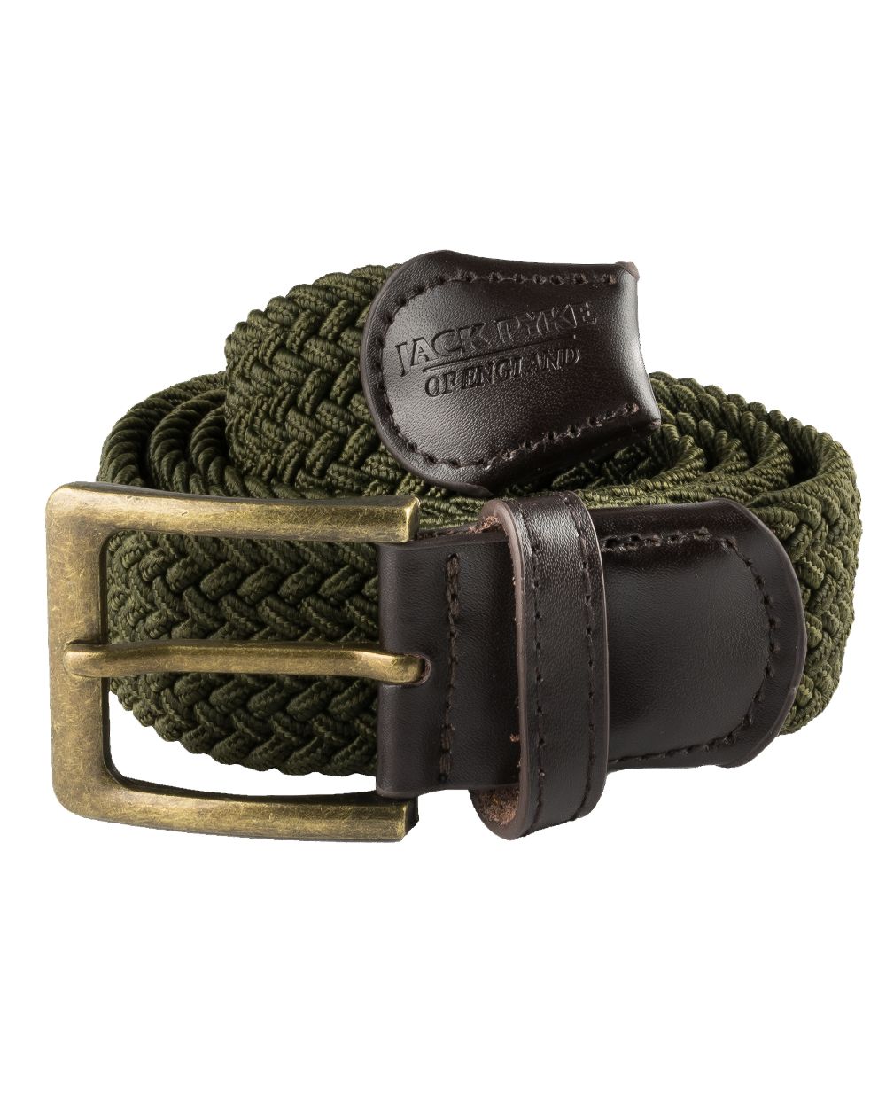 Green coloured Jack Pyke Countryman Elasticated Belt on white background #colour_green