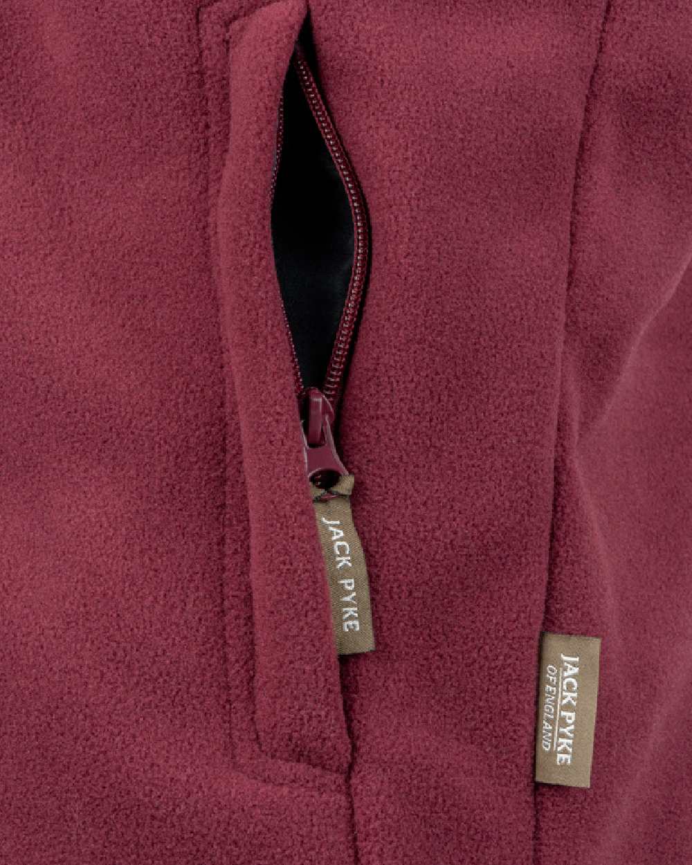 Burgundy coloured Jack Pyke Countryman Fleece Gilet on white background #colour_burgundy