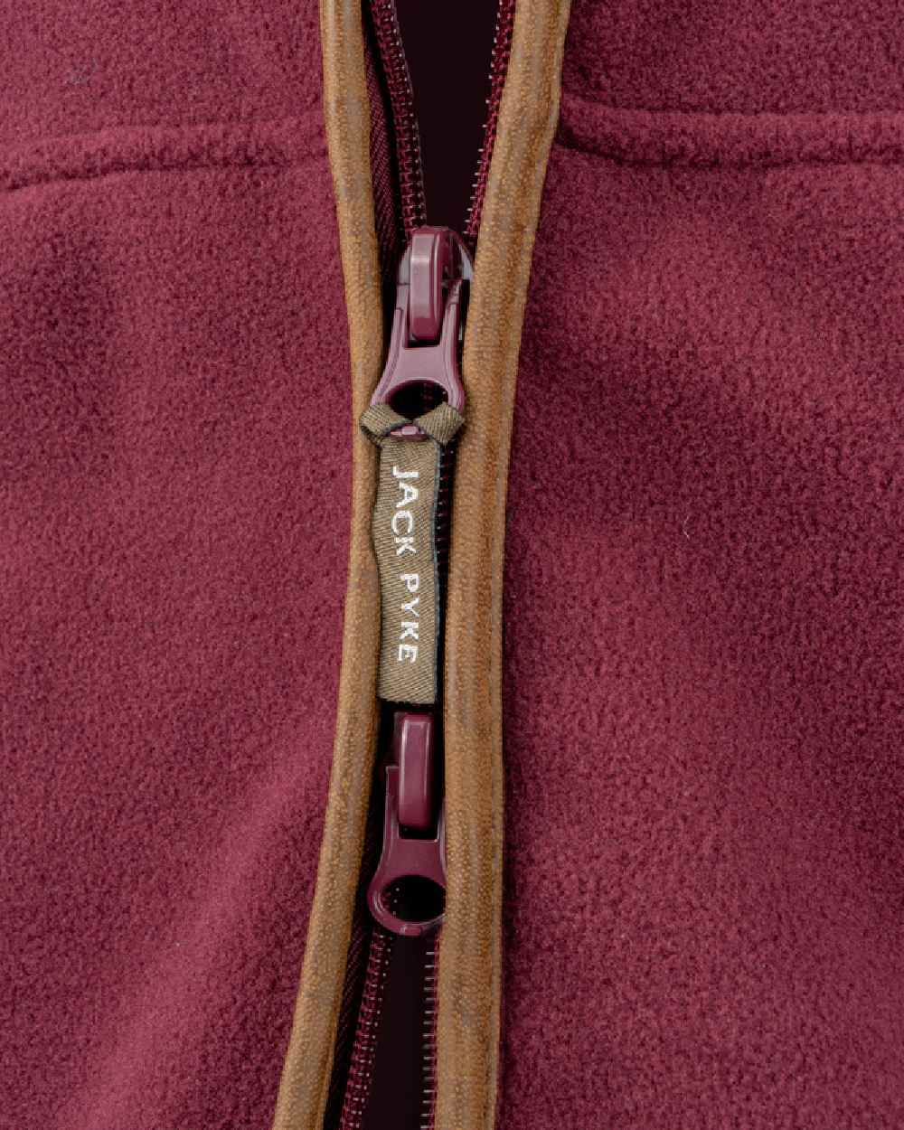 Burgundy coloured Jack Pyke Countryman Fleece Gilet on white background #colour_burgundy