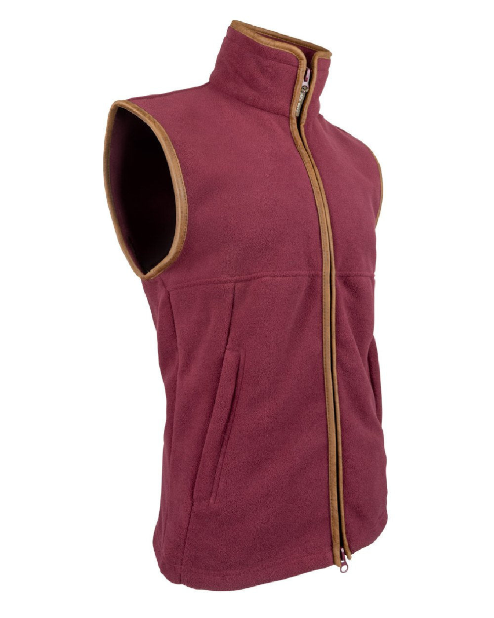Burgundy coloured Jack Pyke Countryman Fleece Gilet on white background #colour_burgundy