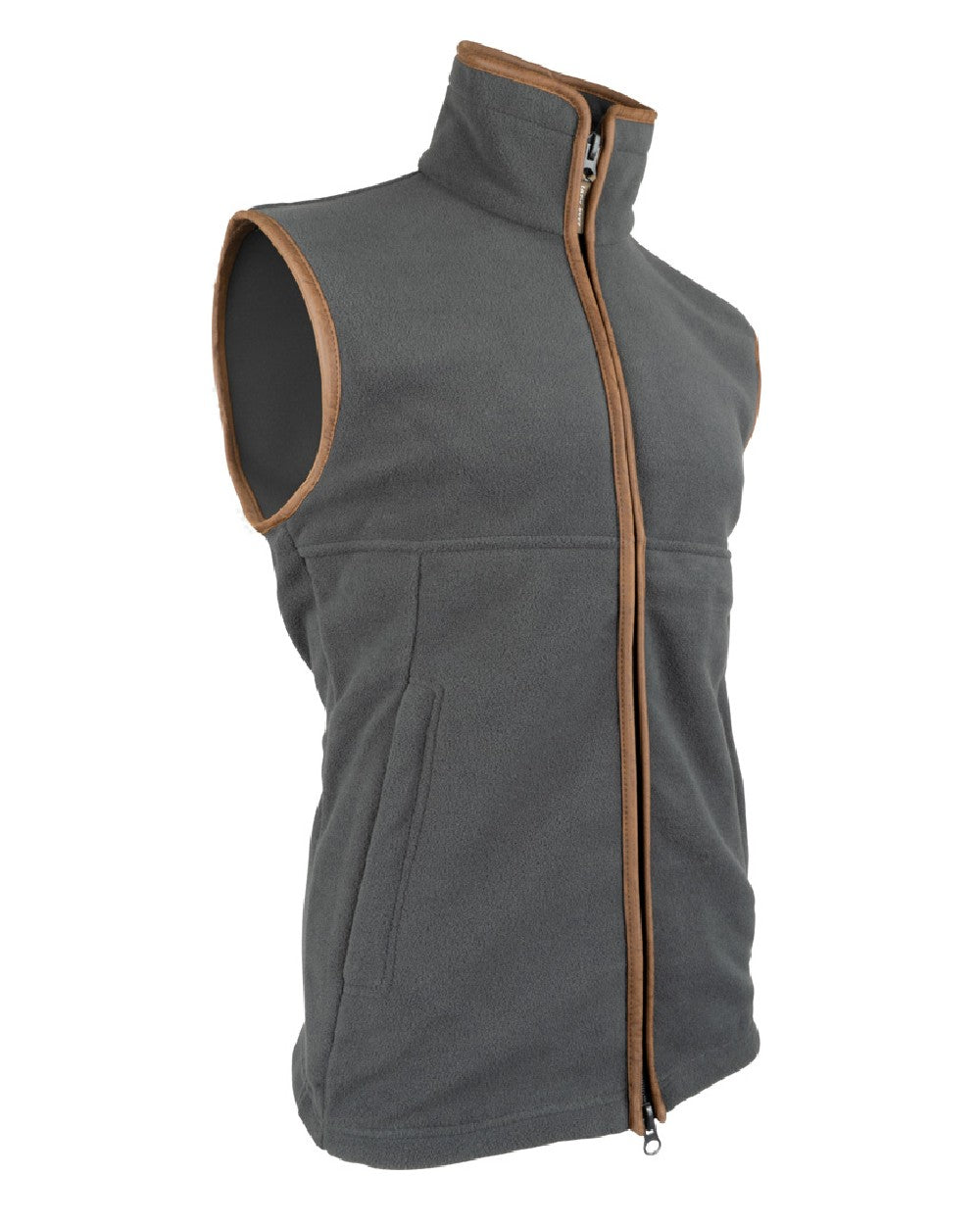 Charcoal coloured Jack Pyke Countryman Fleece Gilet on white background #colour_charcoal