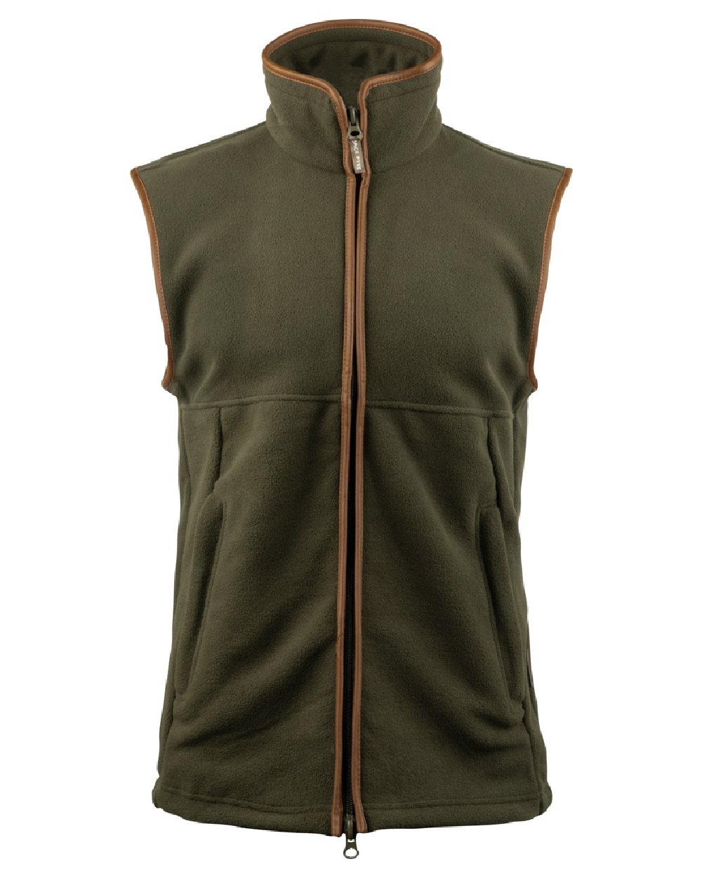 Dark Olive coloured Jack Pyke Countryman Fleece Gilet on white background #colour_dark-olive