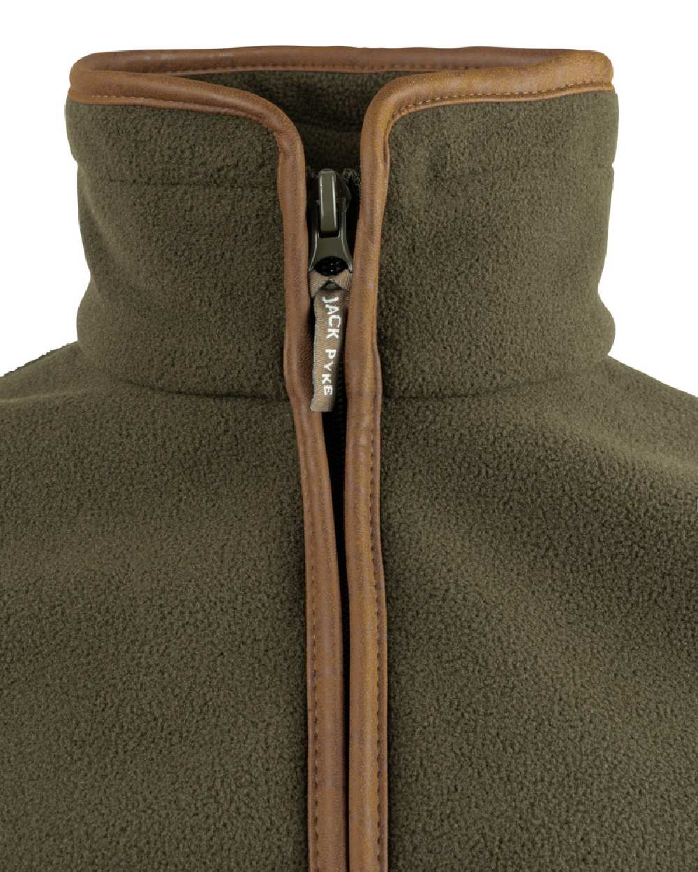 Dark Olive coloured Jack Pyke Countryman Fleece Gilet on white background #colour_dark-olive