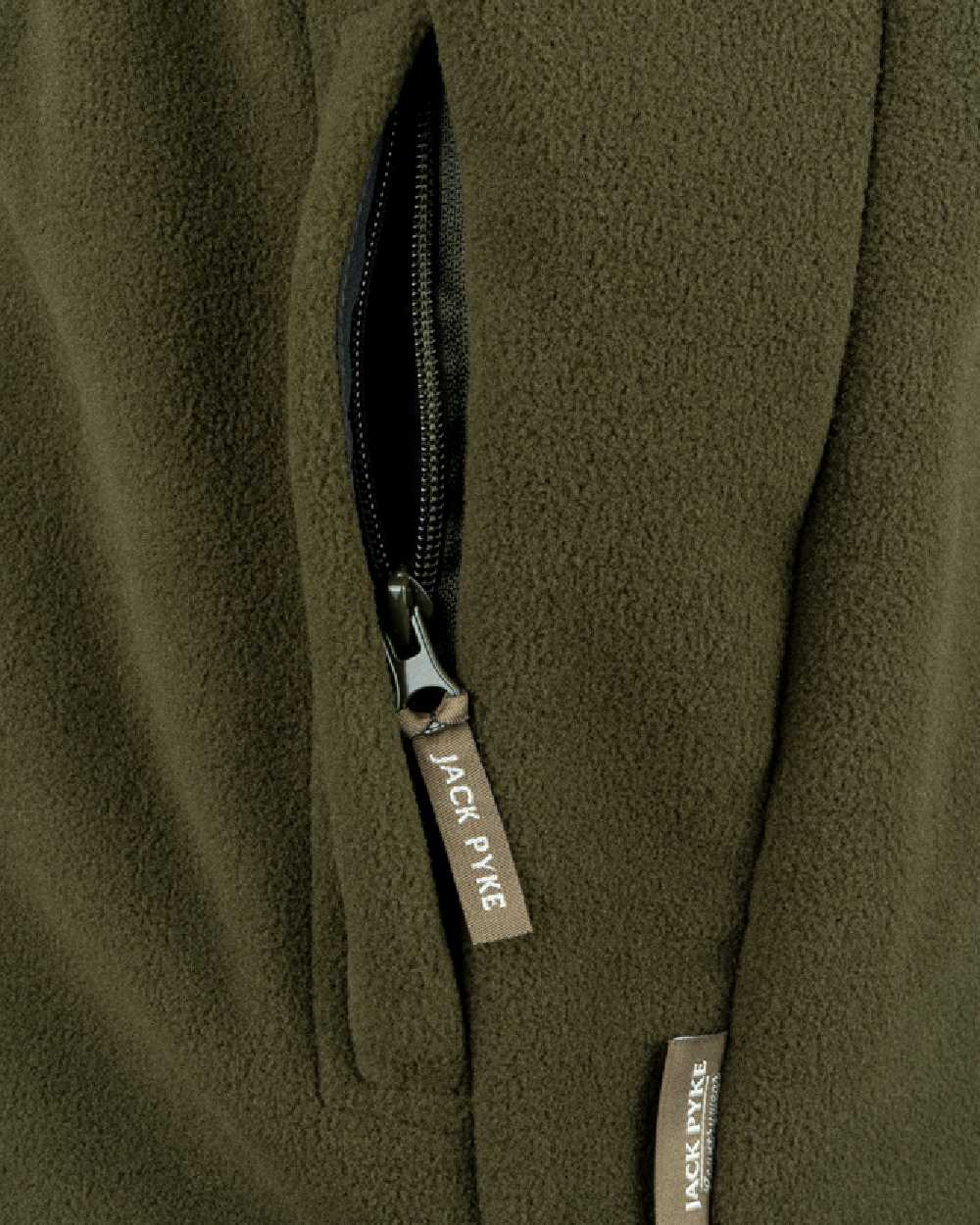 Dark Olive coloured Jack Pyke Countryman Fleece Gilet on white background #colour_dark-olive