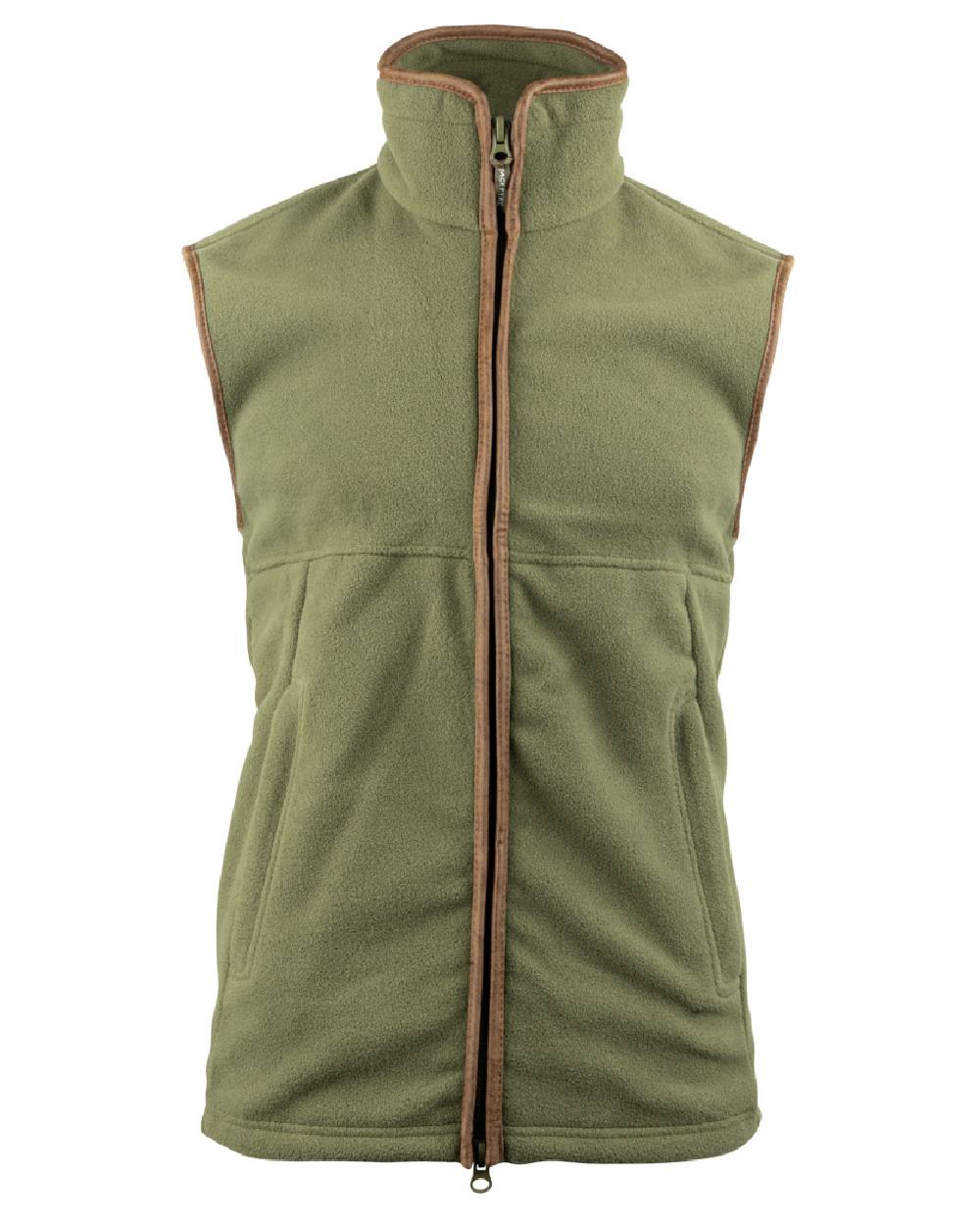 Light Olive coloured Jack Pyke Countryman Fleece Gilet on white background #colour_light-olive