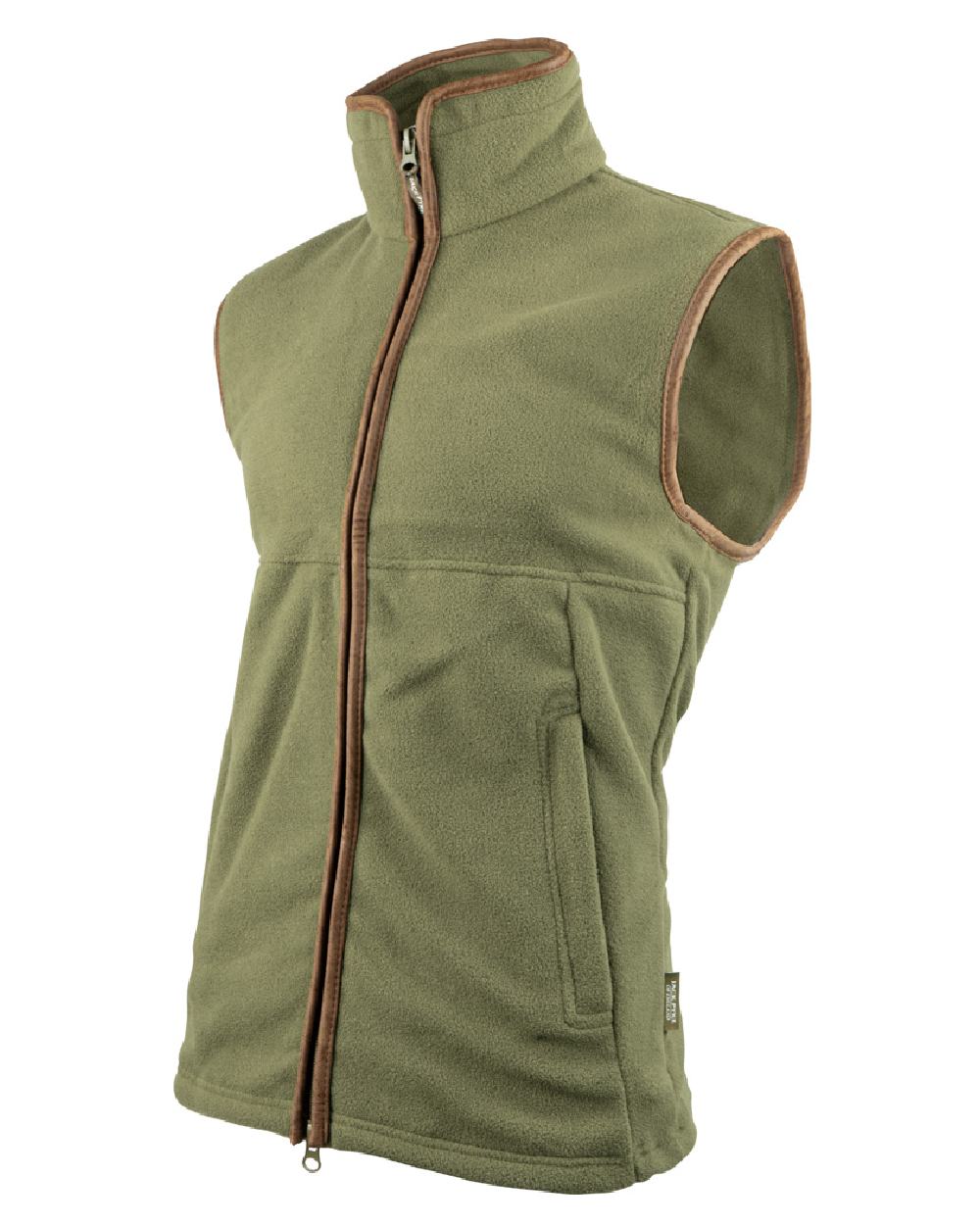 Light Olive coloured Jack Pyke Countryman Fleece Gilet on white background #colour_light-olive