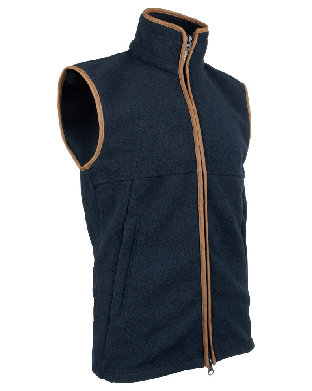 Navy coloured Jack Pyke Countryman Fleece Gilet on white background #colour_navy