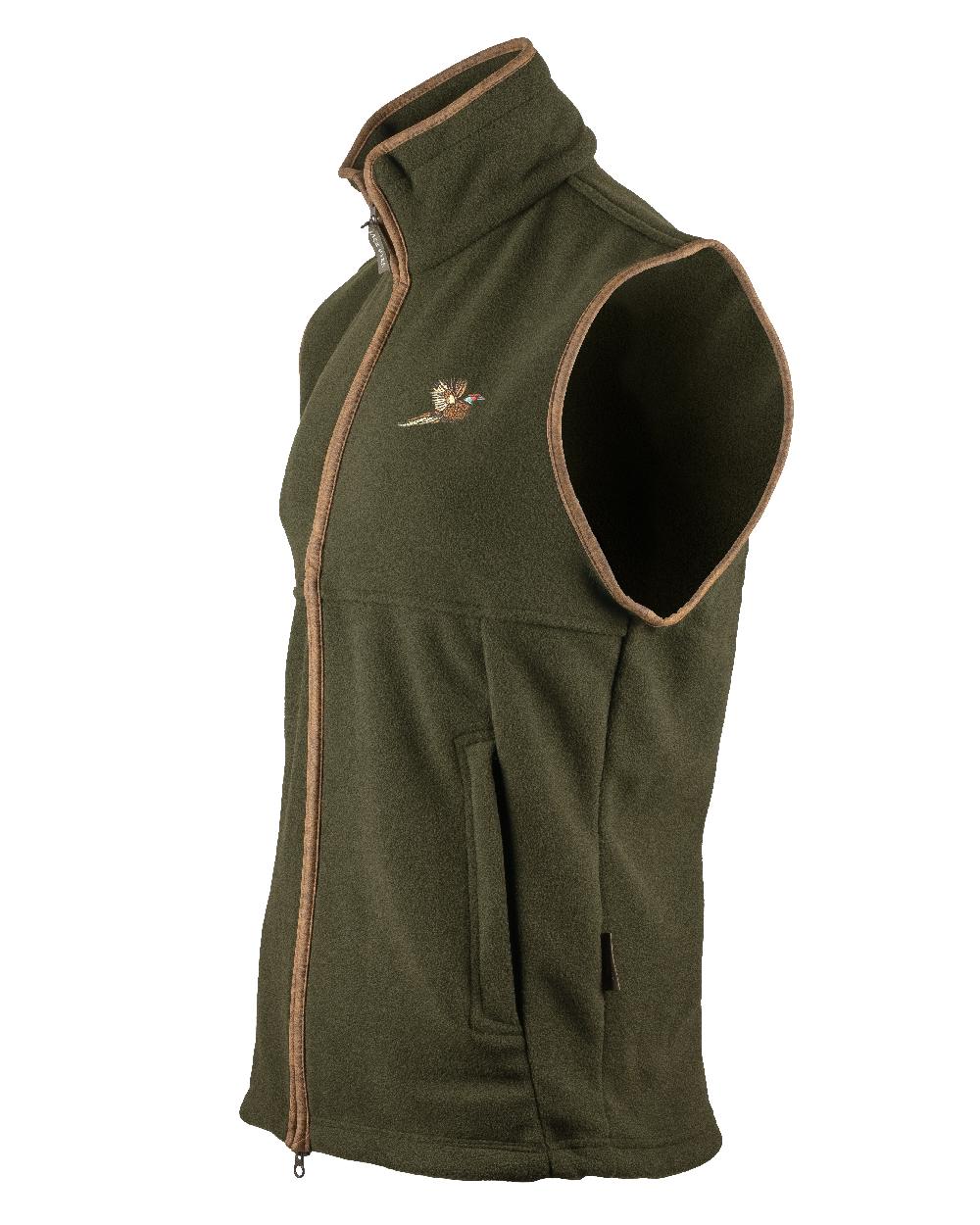 Pheasant Olive coloured Jack Pyke Countryman Fleece Gilet on white background #colour_pheasant-olive