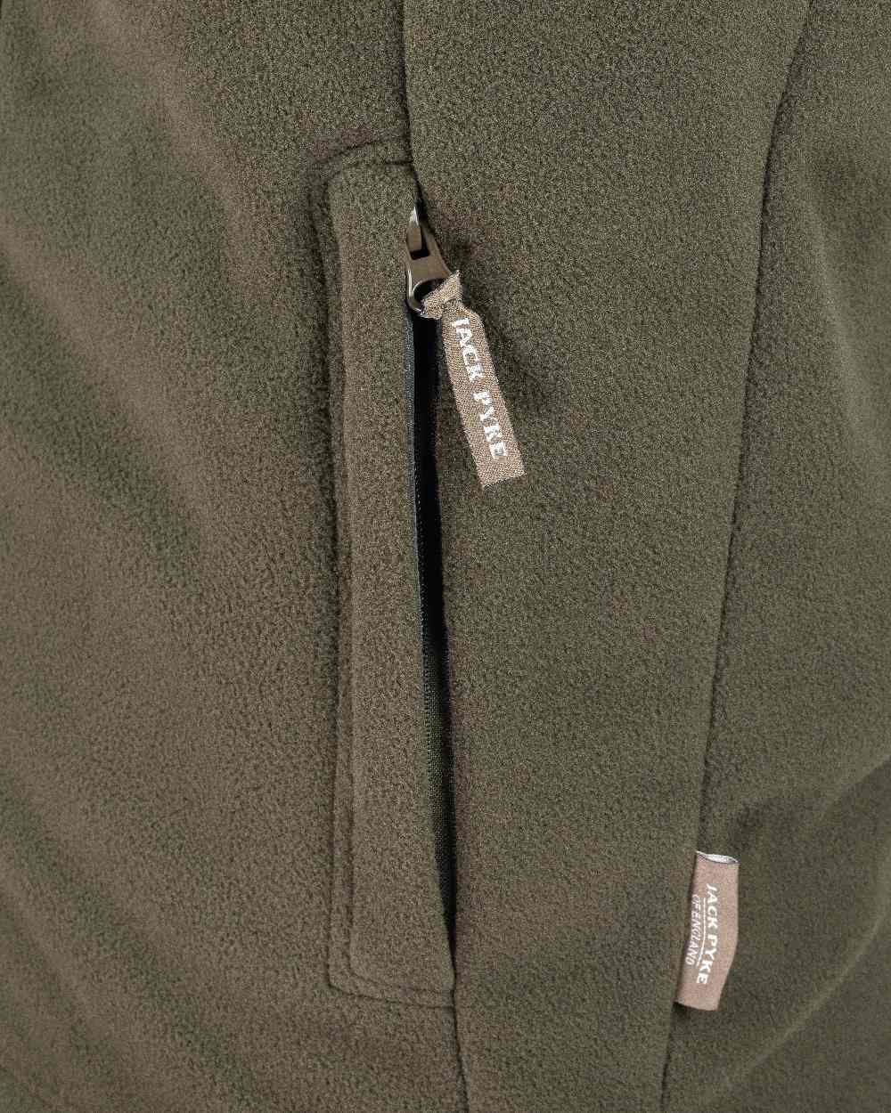 Pheasant Olive coloured Jack Pyke Countryman Fleece Gilet on white background #colour_pheasant-olive