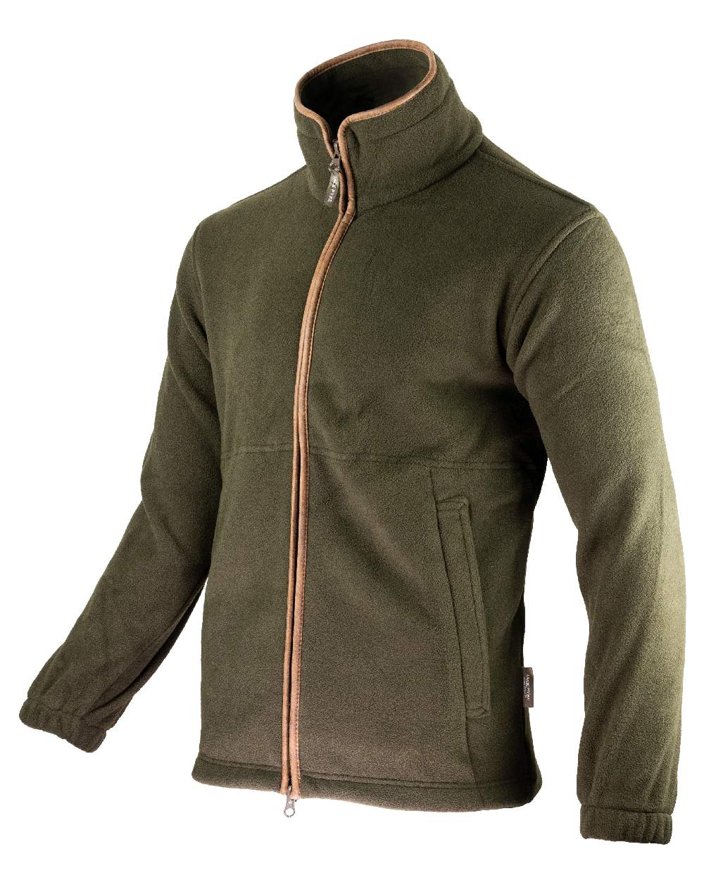 Dark Olive coloured Jack Pyke Countryman Fleece Jacket on white background #colour_dark-olive