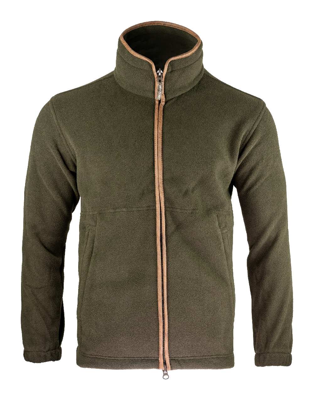 Dark Olive coloured Jack Pyke Countryman Fleece Jacket on white background #colour_dark-olive