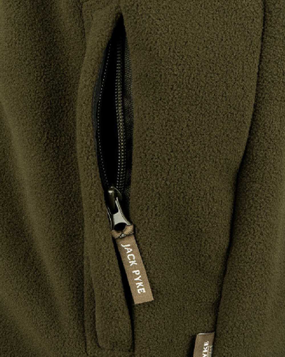 Dark Olive coloured Jack Pyke Countryman Fleece Jacket on white background #colour_dark-olive
