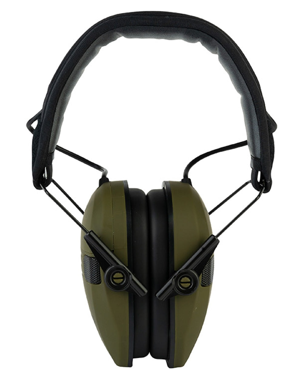 Green coloured Jack Pyke Electronic Ear Defenders on white background #colour_green