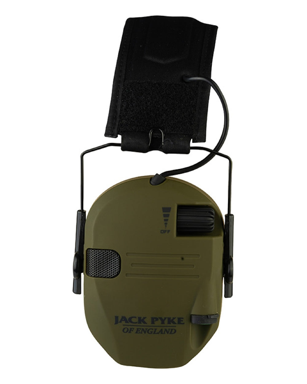 Green coloured Jack Pyke Electronic Ear Defenders on white background #colour_green
