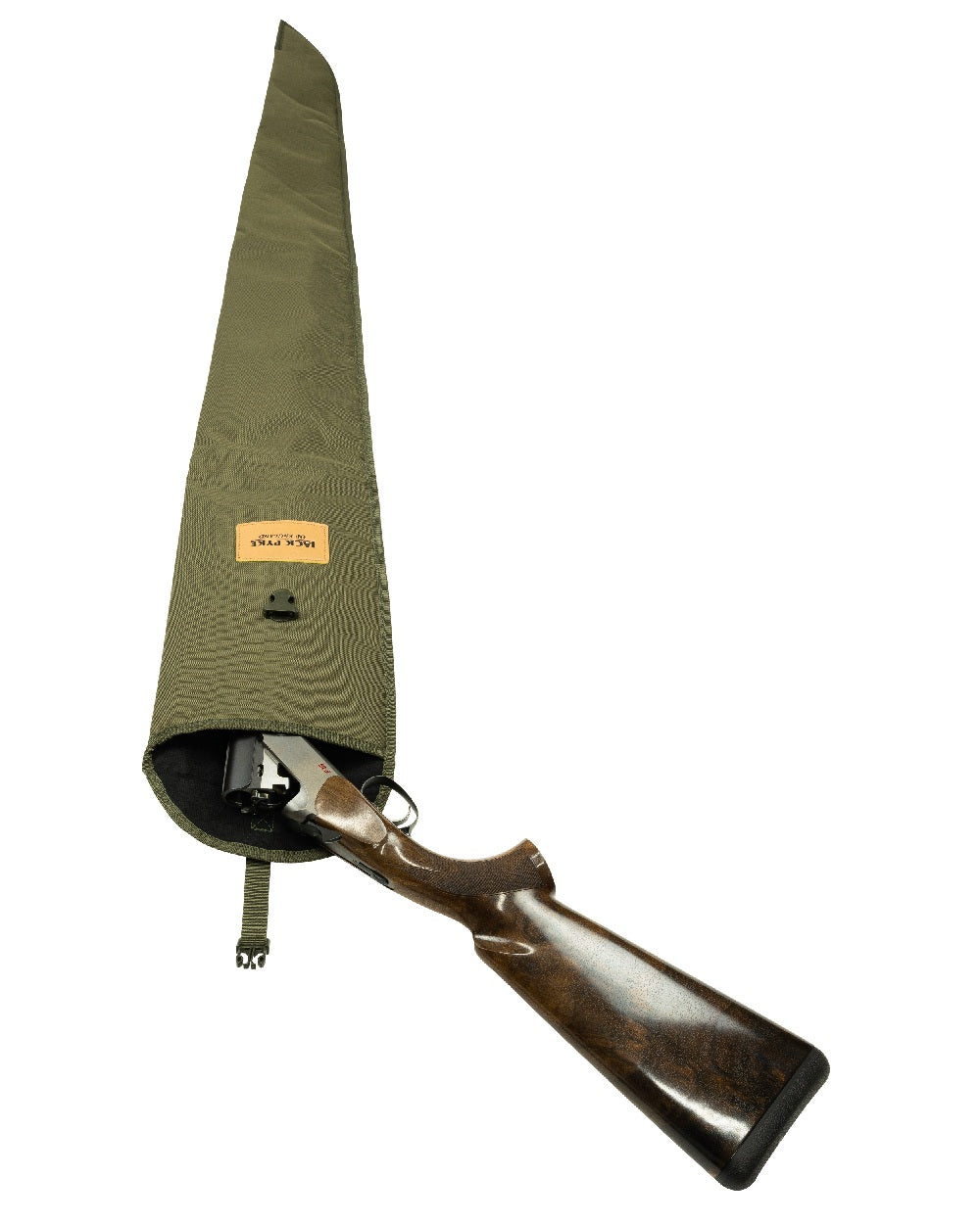 Green coloured Jack Pyke Foldable Gun Slip on white background #colour_green