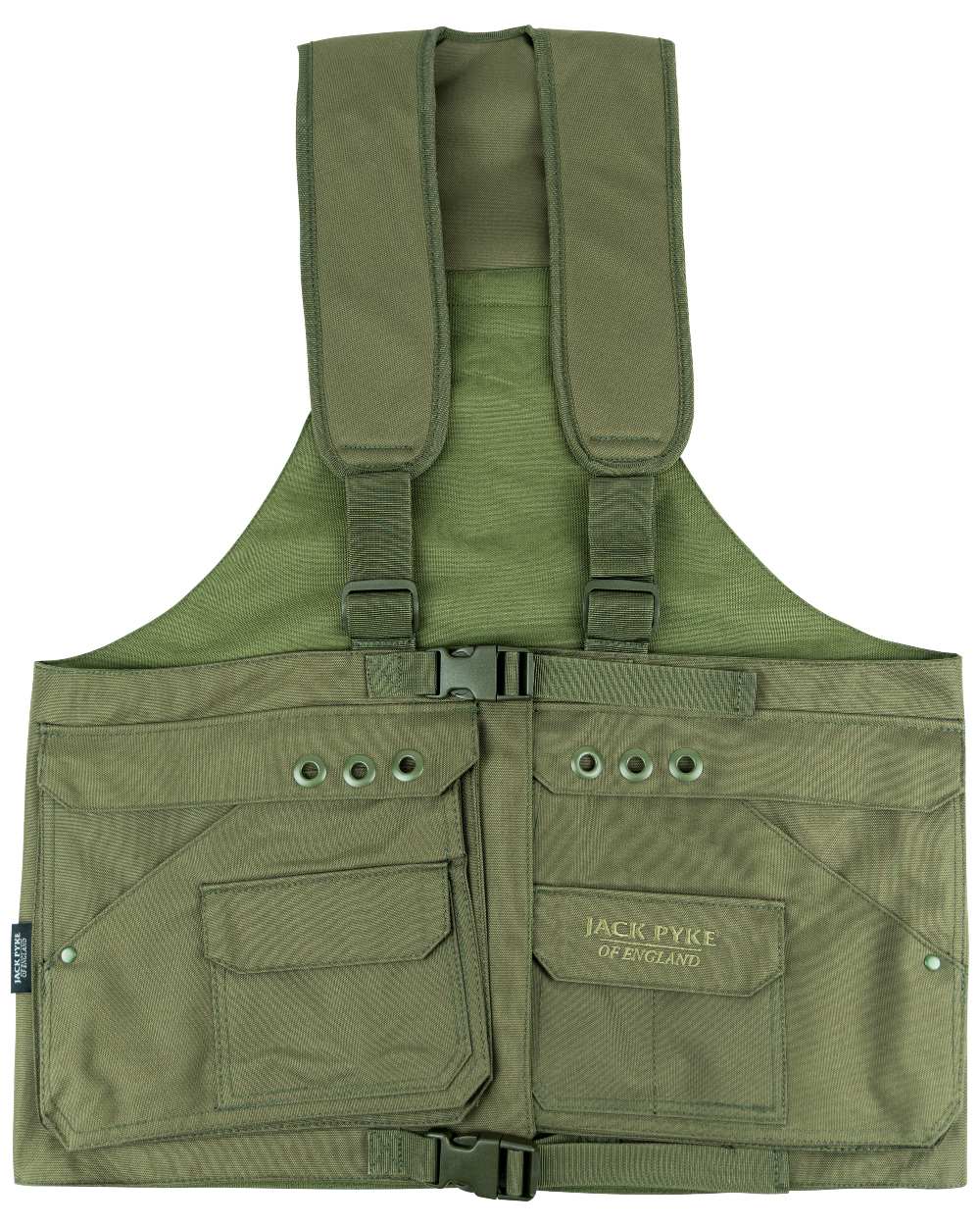 Olive Green coloured Jack Pyke Handlers Vest on white background #colour_olive-green