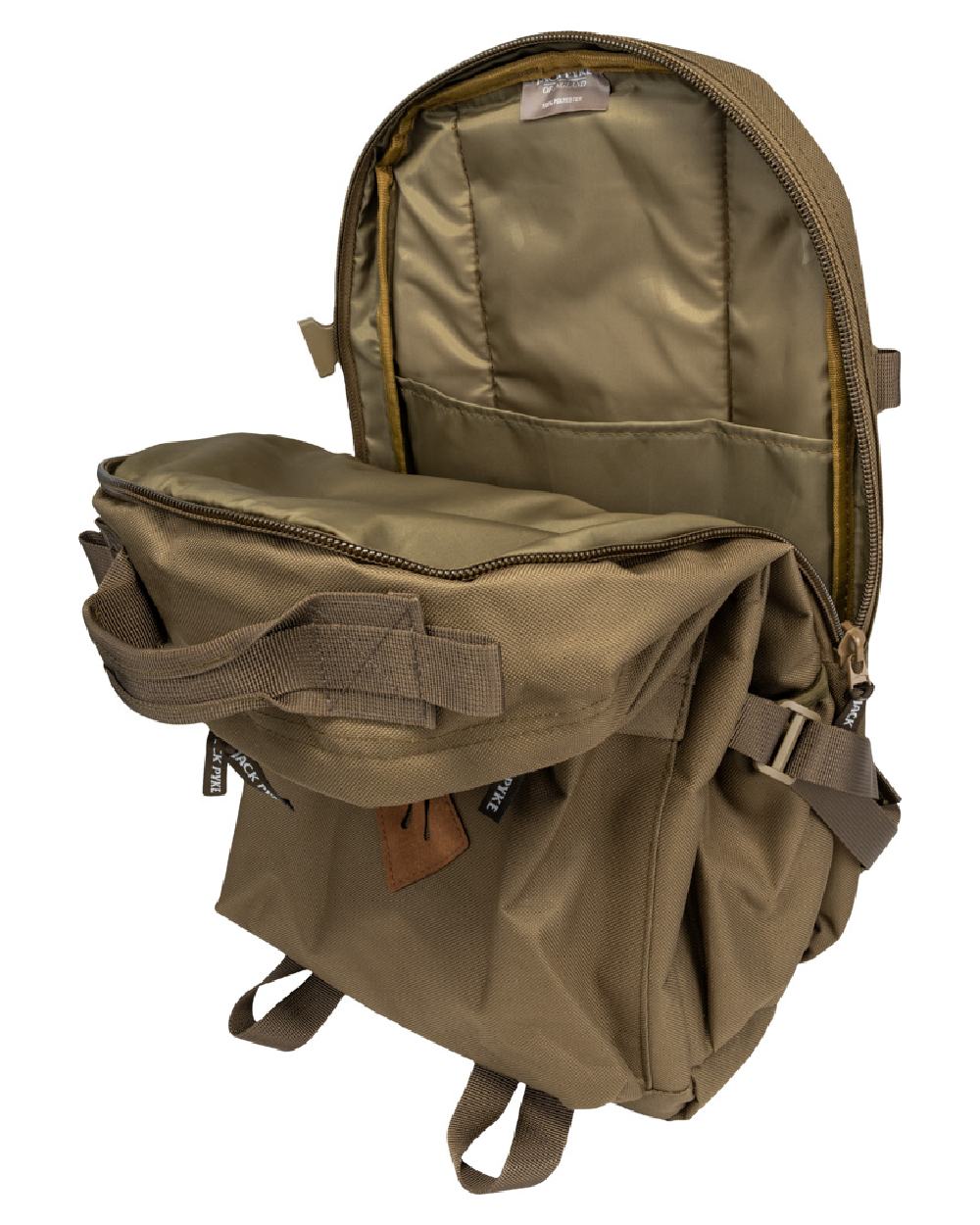 Olive Brown coloured Jack Pyke Harrier Rucksack on white background #colour_olive-brown